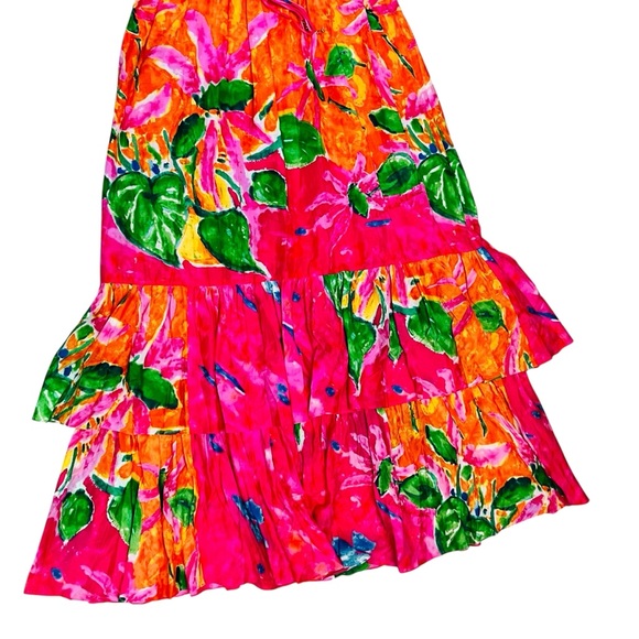 Ralph Lauren RARE Maxi Dress Tropical Rushed Adjustable/Waist Tired/Layers Sz 1X - Picture 9 of 15
